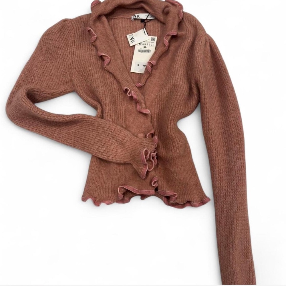 Zara Pink Ruffled Cardigan